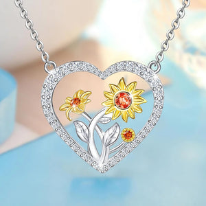 Sunflower Pendant Necklace Heart Jewelry Girls