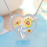 Sunflower Pendant Necklace Heart Jewelry Girls