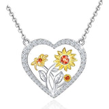 Sunflower Pendant Necklace Heart Jewelry Girls
