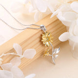 Sunflower Pendant Necklace Heart Jewelry for Women Girls