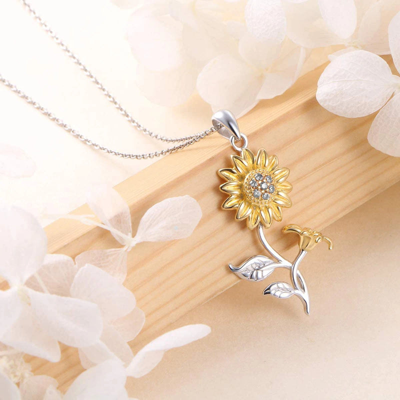 Sunflower Pendant Necklace Heart Jewelry for Women Girls