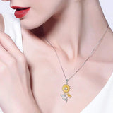 Sunflower Pendant Necklace Heart Jewelry for Women Girls