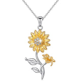 Sunflower Pendant Necklace Heart Jewelry for Women Girls