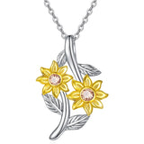 Sunflower Pendant Necklace for Women Heart Pendants Jewelry