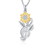 Sunflower Heart Pendant Necklace for Women Girls YN021