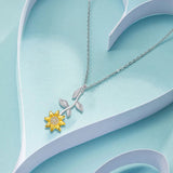 Sunflower Pendant Necklace Round Seed Pendant Jewelry