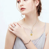Sunflower Pendant Necklace Round Seed Pendant Jewelry