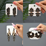 Rhinestone Drop Earrings Leaf Long Hanging Pendientes Geometric Jewelry