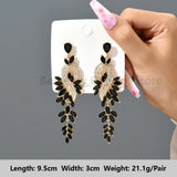 Rhinestone Drop Earrings Leaf Long Hanging Pendientes Geometric Jewelry