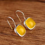 925 Silver Lapis Lazuli Chalcedony Drop Earrings for Party