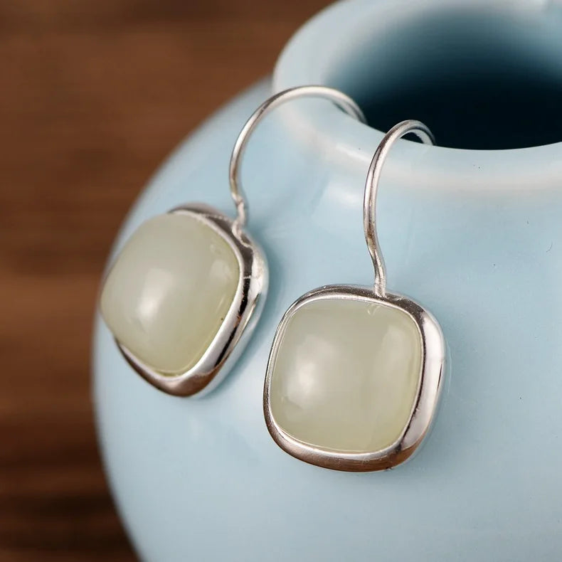 925 Silver Lapis Lazuli Chalcedony Drop Earrings for Party