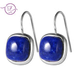 925 Silver Lapis Lazuli Chalcedony Drop Earrings for Party