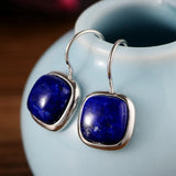 925 Silver Lapis Lazuli Chalcedony Drop Earrings for Party