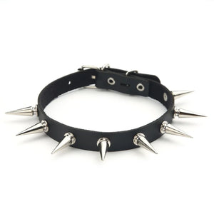 Spike Choker Necklace Rivet Stud Punk Rock Faux Leather Goth Collar