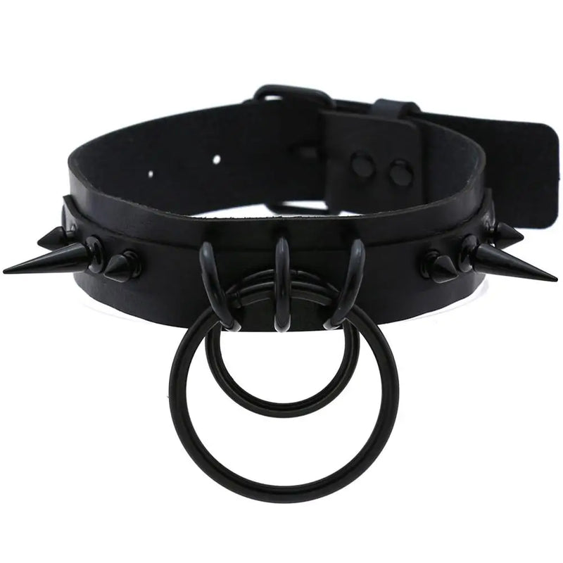 Spiked Choker Goth Leather Spike Collar Necklace For Women Men