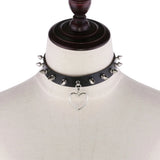 Spiked Choker Necklace Harajuku Goth Punk Leather Heart Chocker