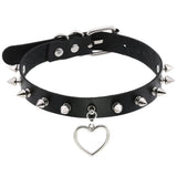 Spiked Choker Necklace Harajuku Goth Punk Leather Heart Chocker