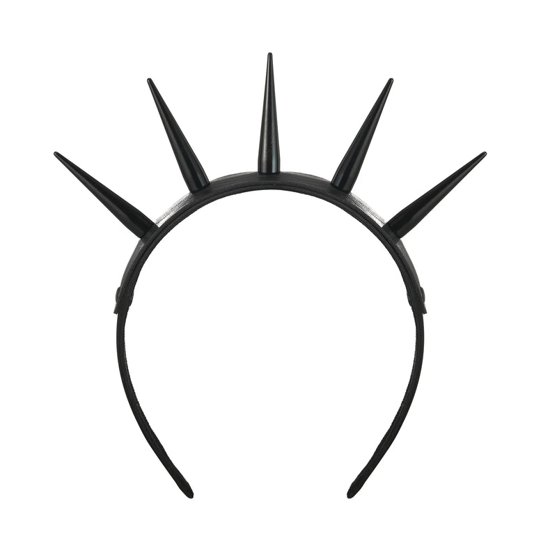 Spiked HeadBand Goth Headpiece Metal Spikes Faux Leather Headwear Costume