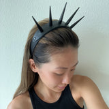 Spiked HeadBand Goth Headpiece Metal Spikes Faux Leather Headwear Costume