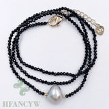 Spinel Freshwater Baroque Pearl Pendant 18Inch Necklace