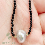 Spinel Freshwater Baroque Pearl Pendant 18Inch Necklace