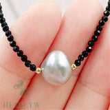Spinel Freshwater Baroque Pearl Pendant 18Inch Necklace