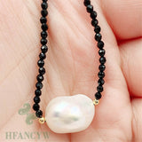 Spinel Freshwater Baroque Pearl Pendant Necklace 18Inch Classic Wedding