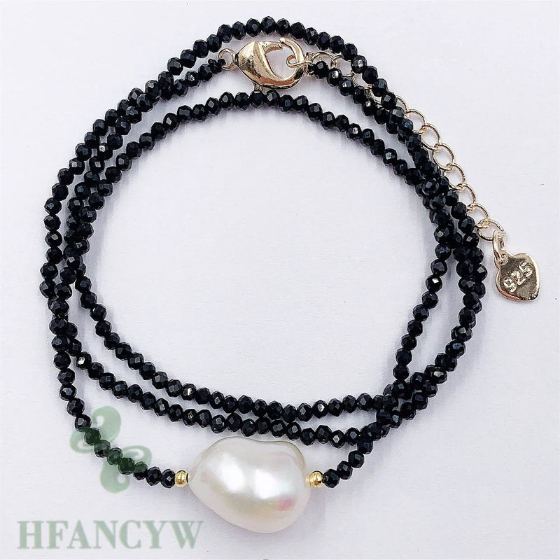 Spinel Freshwater Baroque Pearl Pendant Necklace 18Inch Classic Wedding