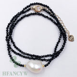 Spinel Freshwater Baroque Pearl Pendant Necklace 18Inch Classic Wedding