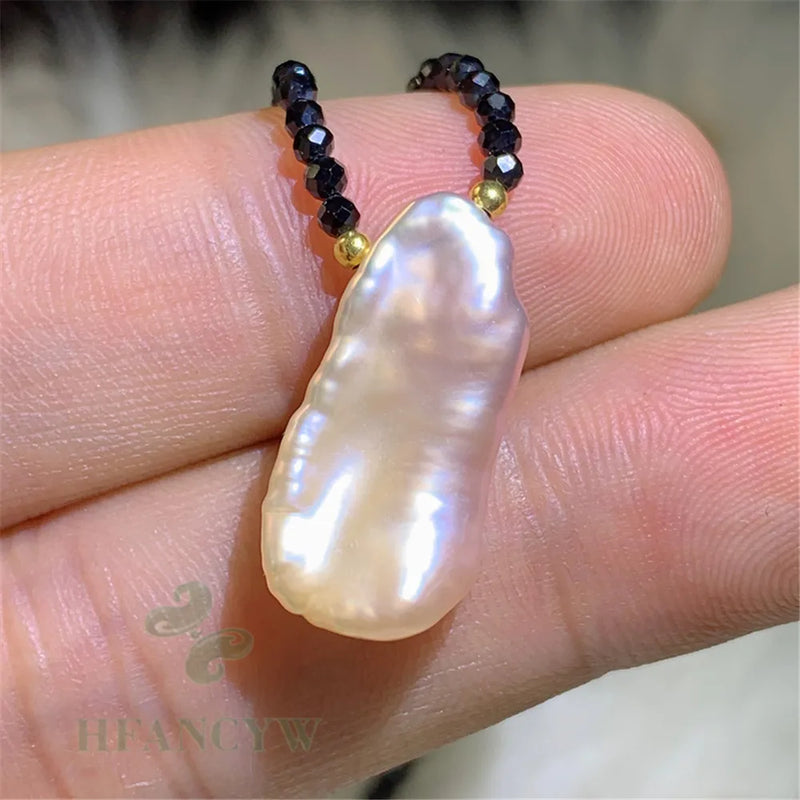 Spinel Freshwater Pearl Pendant Necklace 18 Inches Women
