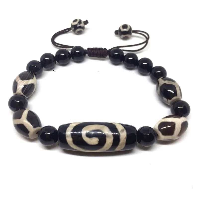 Spiral Dzi Beads Bracelet Longevity Beads Adjustable Fine Bracelet