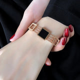 Square Charm Bracelet Hollow Chain Titanium Steel Wrist Jewelry Gift