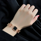 Square Charm Bracelet Hollow Chain Titanium Steel Wrist Jewelry Gift