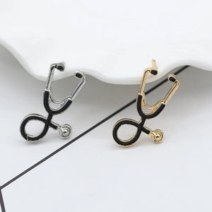 Stethoscope Shape Crystal Enamel Pins for Doctor Nurse