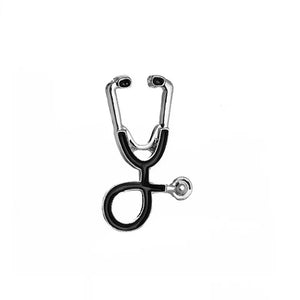 Stethoscope Shape Crystal Enamel Pins for Doctor Nurse