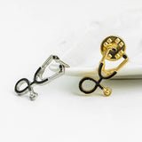Stethoscope Shape Crystal Enamel Pins for Doctor Nurse