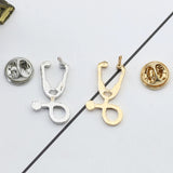 Stethoscope Shape Crystal Enamel Pins for Doctor Nurse