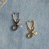 Stethoscope Shape Crystal Enamel Pins for Doctor Nurse