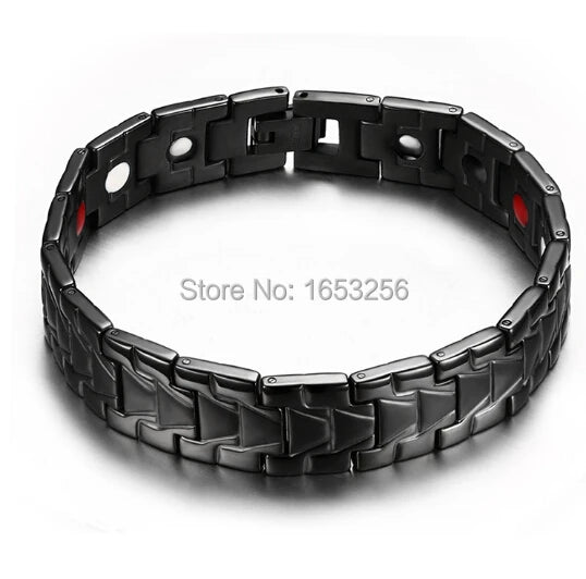 316L Stainless Steel Health Magnet Stone Link Chain Bracelet 8.26''