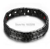 316L Stainless Steel Health Magnet Stone Link Chain Bracelet 8.26''
