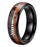 Tungsten Carbide Ring Arrow Double Wood Inlay Polished Finish Comfort Fit