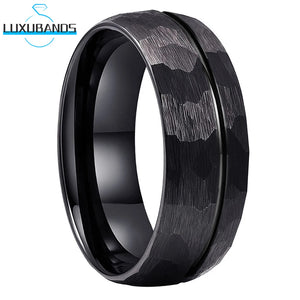 Tungsten Carbide Hammered Domed Band Ring for Men Women