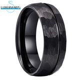 Tungsten Carbide Hammered Domed Band Ring for Men Women