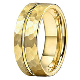 Tungsten Carbide Hammered Domed Band Ring for Men Women
