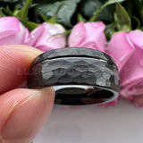Tungsten Carbide Hammered Domed Band Ring for Men Women