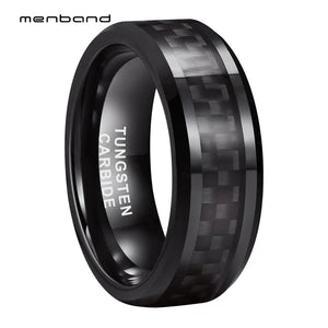 Tungsten Carbide Ring Carbon Fiber Inlay Wedding Band 8MM