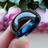 Tungsten Carbide Wedding Couple Ring 8mm 6mm Two Tone Band Polished Comfort Fit