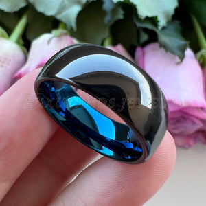 Tungsten Carbide Wedding Couple Ring 8mm 6mm Two Tone Band Polished Comfort Fit