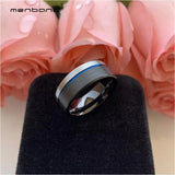Tungsten Carbide Wedding Ring 8MM Offset Groove Flat Band Brushed Finish