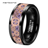 Tungsten Ring Purple Carbon Fiber Gear Inlay 8MM